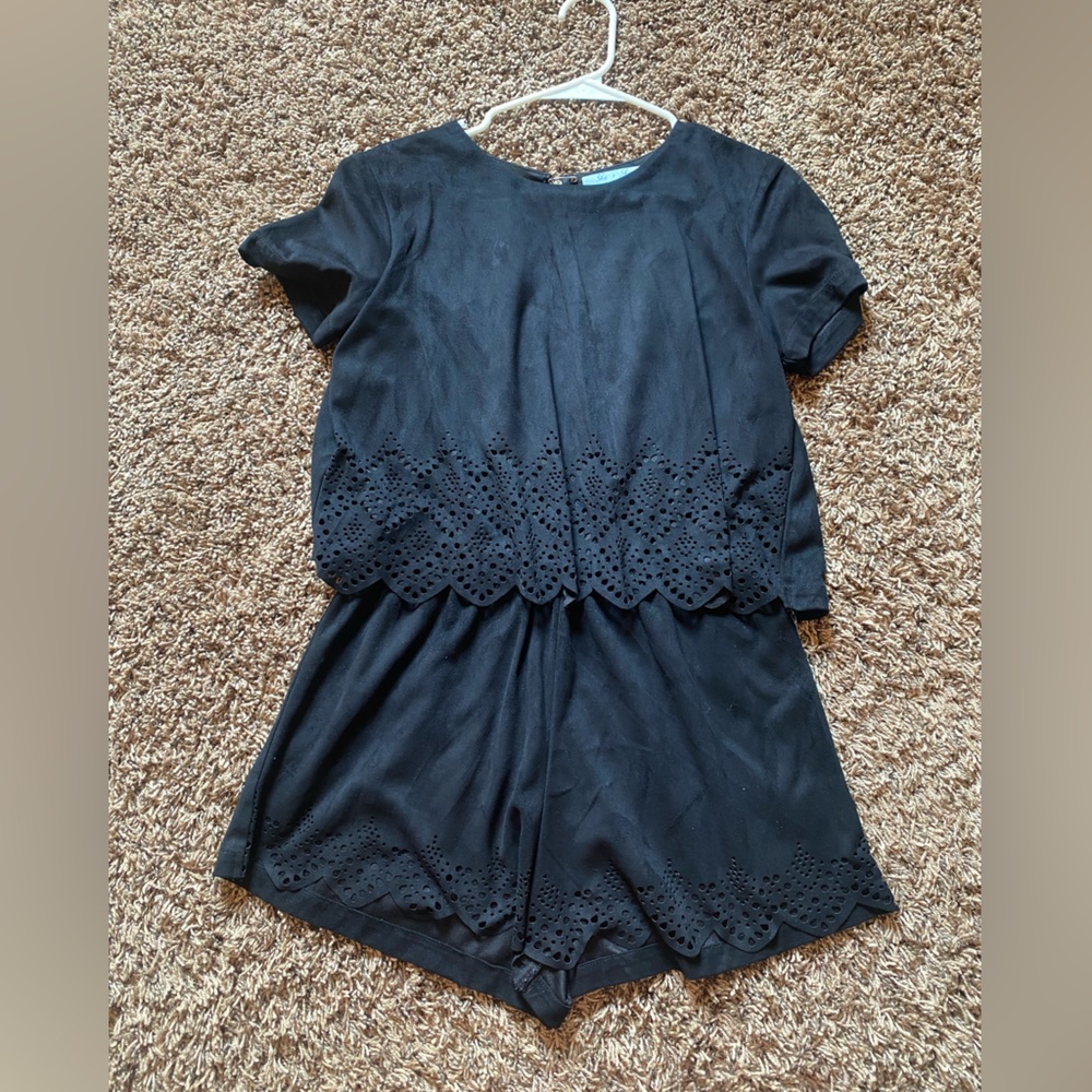 Black romper with open back